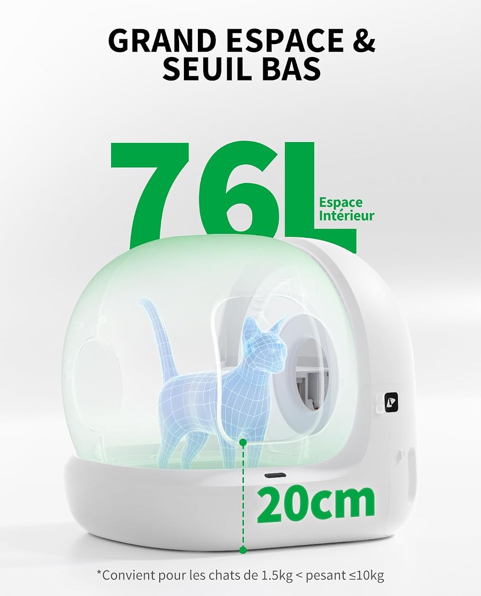 Grande capacité 76 L et seuil bas 20 cm
