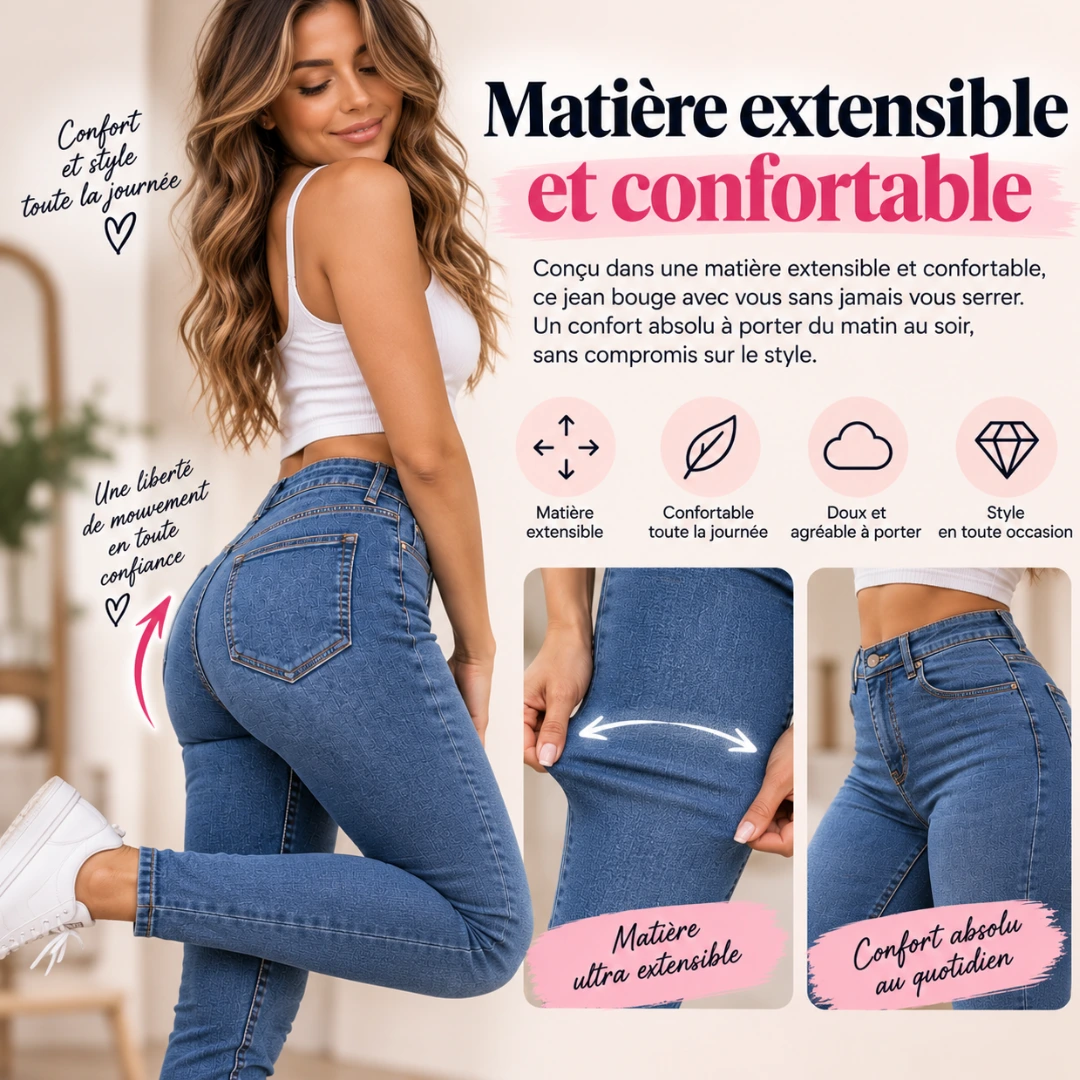 Détail du tissu extensible du Jean Push Up Femme